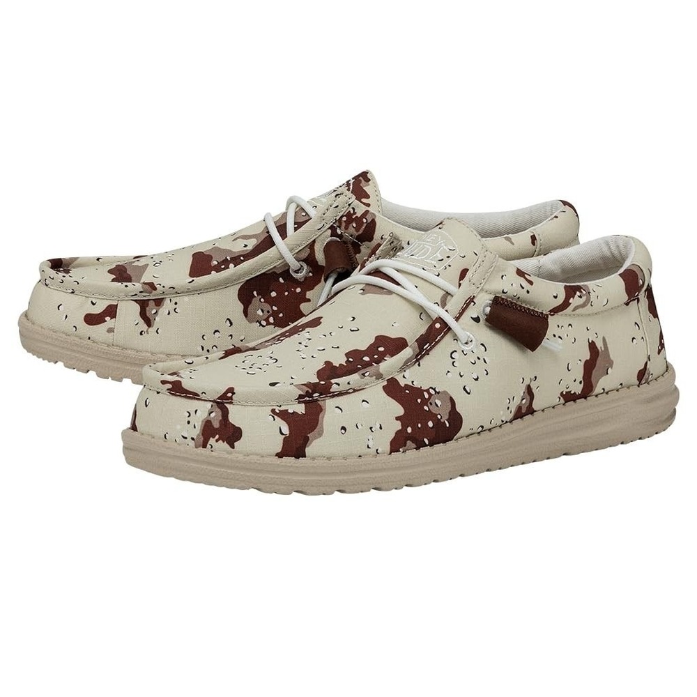 HeyDude Men Wally Ripstop Desert Camo Slip On Loafer Shoes Tan Brown Size 12 NEW